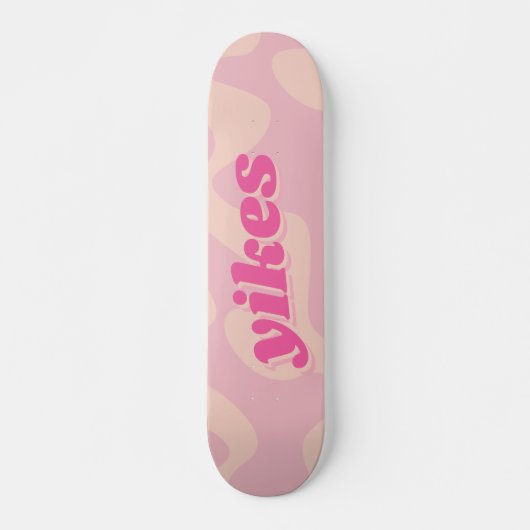 Yikes Pastel Pink Groovy Modern Typografie Persoonlijk Skateboard (Voorkant)