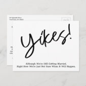 "Yikes! Simple Funny Postponed Wedding Update Briefkaart (Voorkant / Achterkant)