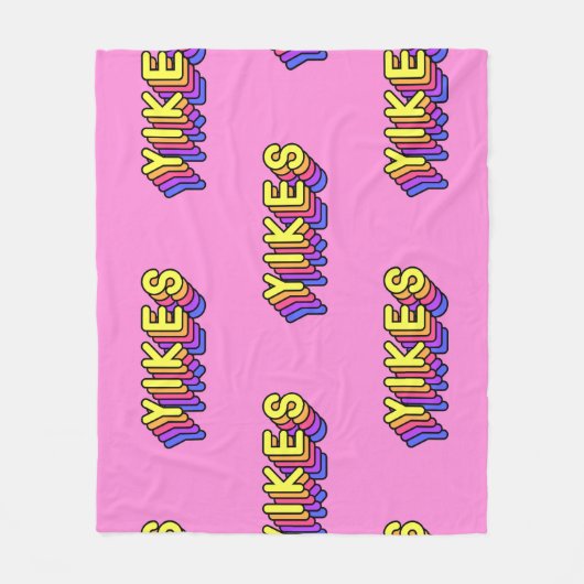 Yikes Words: Roze behang. Fleece Deken (Voorkant)