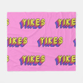 Yikes Words: Roze behang. Fleece Deken (Voorkant (Horizontaal))