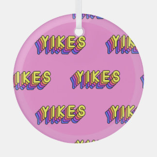 Yikes Words: Roze behang. Glas Ornament