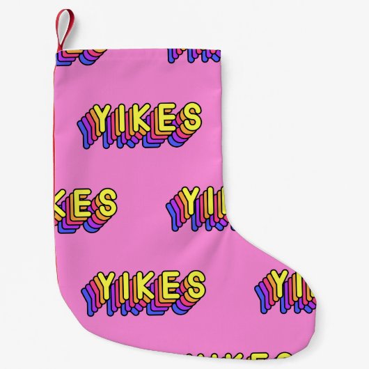 Yikes Words: Roze  behang. Kleine Kerstsok (Voorkant)
