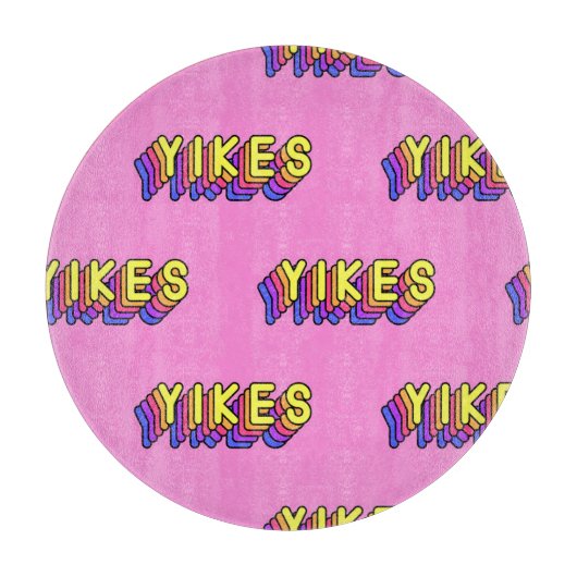 Yikes Words: Roze behang. Snijplank (Voorkant)