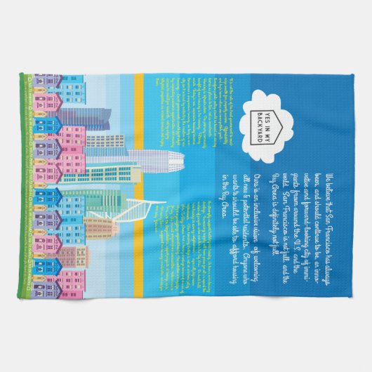 YIMBY Kitchen Towel - San Francisco Skyline Theedoek (Horizontaal)