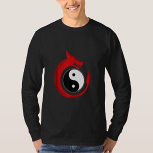 Yin and Yang Dragon Fantasy Asian Magic Myth Red T-shirt