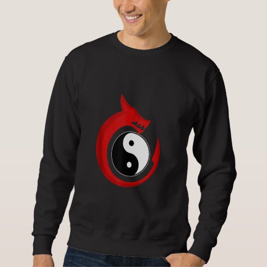 Yin and Yang Dragon Fantasy Asian Magic Myth Red Trui (Voorkant)