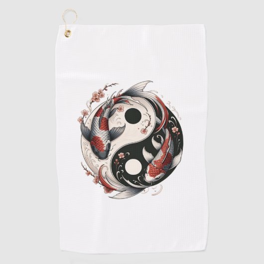 Yin and Yang Japans Koi Fish Golfhanddoek (Voorkant)