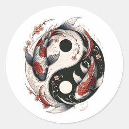 Yin and Yang Japans Koi Fish Ronde Sticker