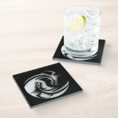 Yin en Yang Asian Dragons Glazen Onderzetter (Schuin)