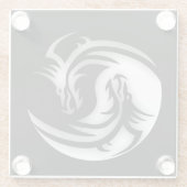 Yin en Yang Asian Dragons Glazen Onderzetter (Achterkant)