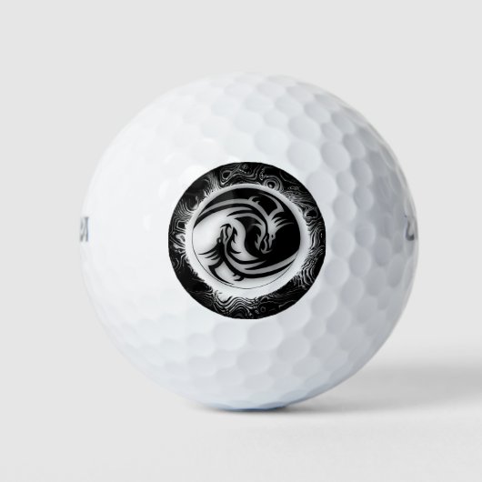 Yin en Yang Asian Dragons Golfballen (Voorkant)