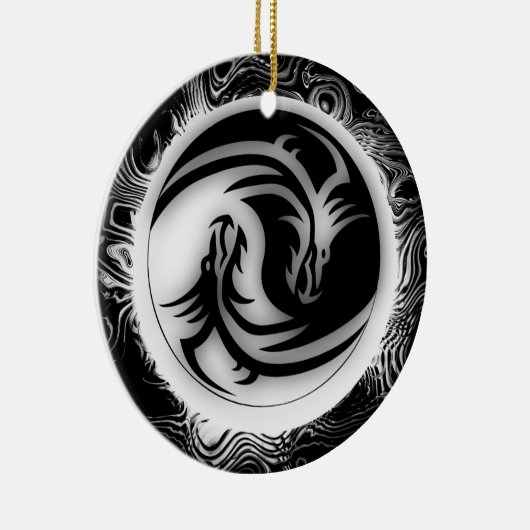 Yin en Yang Asian Dragons Keramisch Ornament (Rechts)