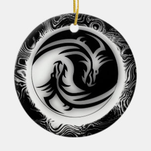 Yin en Yang Asian Dragons Keramisch Ornament