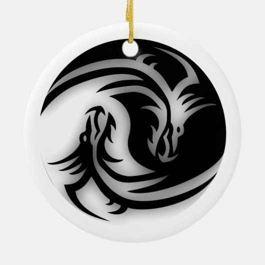 Yin en Yang Asian Dragons Keramisch Ornament (Achterkant)
