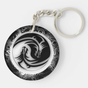 Yin en Yang Asian Dragons Sleutelhanger
