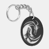 Yin en Yang Asian Dragons Sleutelhanger (Voorkant Links)
