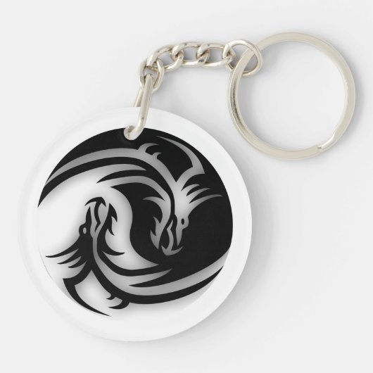 Yin en Yang Asian Dragons Sleutelhanger (Achterkant)