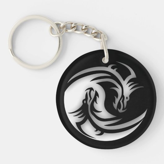 Yin en Yang Asian Dragons Sleutelhanger (Voorkant)