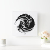Yin en Yang Asian Dragons Vierkante Klok (Huis)