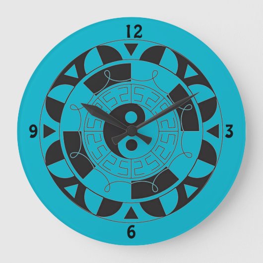 Yin en Yang Asian Symbol Round Wall Clock Grote Klok (Voorkant)