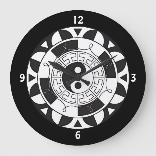 Yin en Yang Asian Symbol Wall Clock Grote Klok (Voorkant)