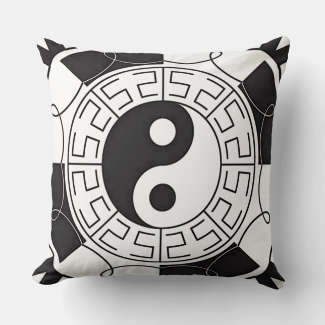 Yin en Yang Aziatische Symbool Worp Kussen (Voorkant)