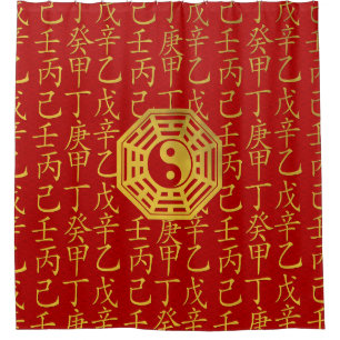 Yin en Yang, bagua en feng shui hieroglyphs Douchegordijn