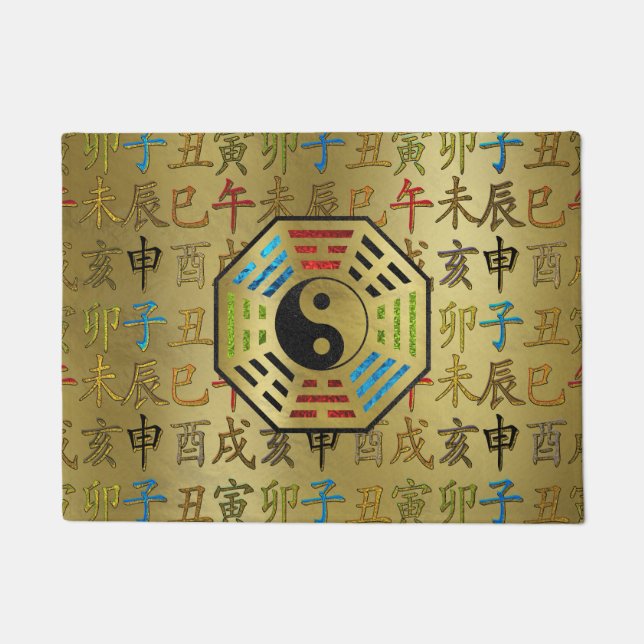 Yin en Yang Bagua Feng shui hieroglyphs Deurmat (Voorkant)