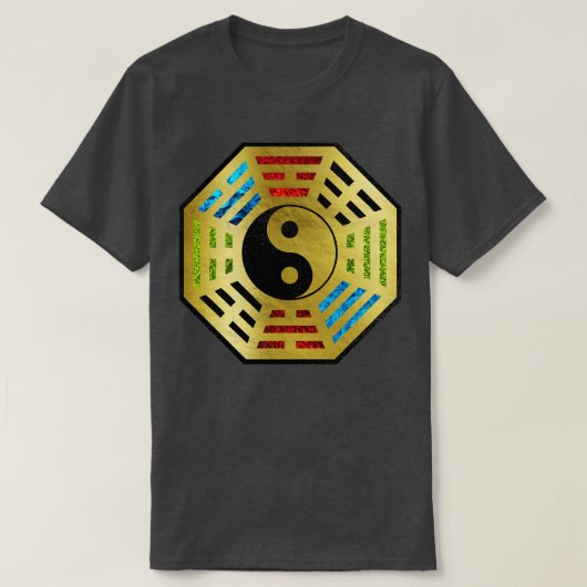 Yin en Yang Bagua Feng shui hieroglyphs T-shirt (Design voorkant)