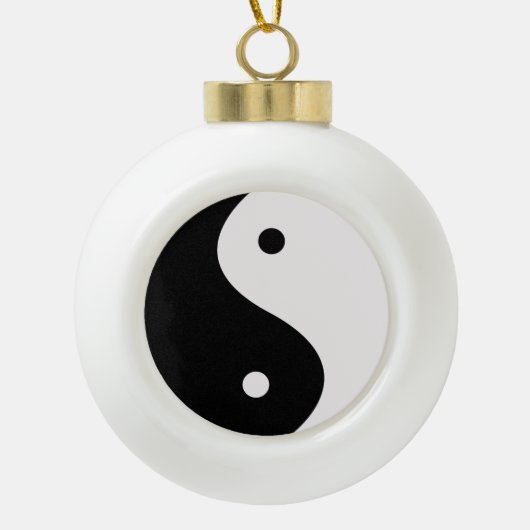 Yin- en Yang Black- en White-kerstboomversiering Keramische Bal Ornament (Voorkant)