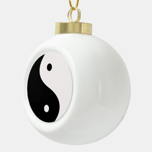 Yin- en Yang Black- en White-kerstboomversiering Keramische Bal Ornament (Rechts)