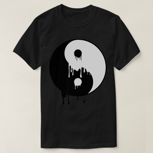 Yin en Yang Black White Paint Melting drups Brush T-shirt (Design voorkant)