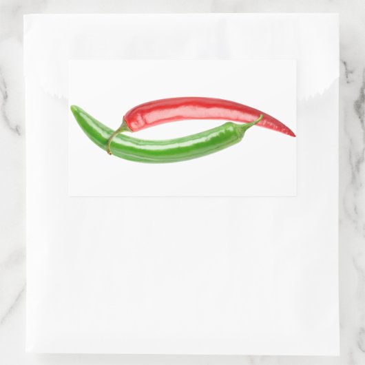 Yin en Yang chilipepers Rechthoekige Sticker (Tas)