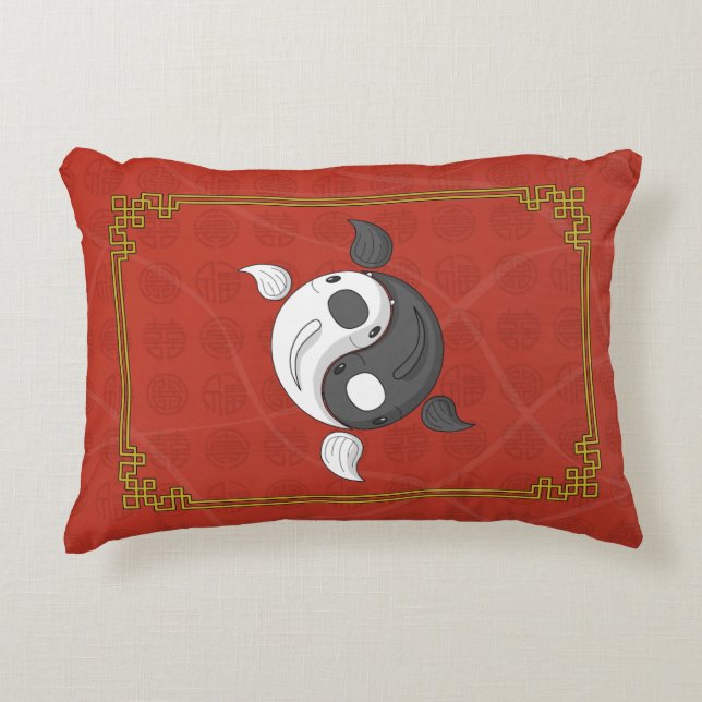 Yin en Yang de Koi Accent Pillow Decoratief Kussen (Voorkant)