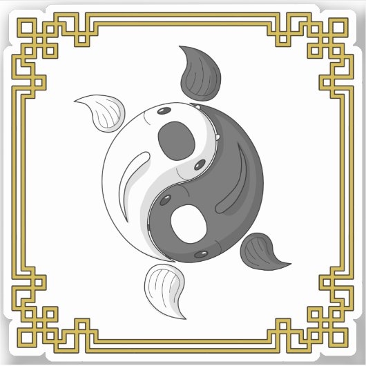Yin en Yang de Koi Contour Sticker (Voorkant)