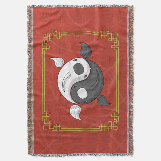 Yin en Yang de Koi Throw Blanket Deken (Voorkant Verticaal)