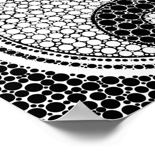 Yin en Yang Dot Art Black and white Poster (Hoek)