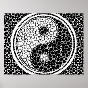 Yin en Yang Dot Art Black and white Poster