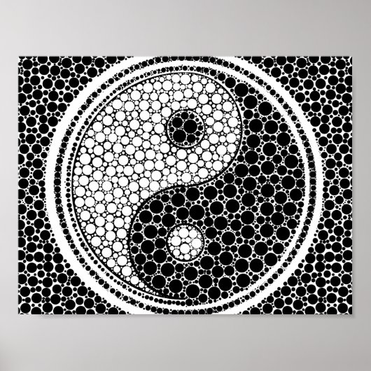 Yin en Yang Dot Art Black and white Poster (Voorkant)