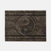 Yin en Yang Dot Art Black en Gold Deurmat (Voorkant)