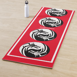 Yin en Yang Dragons op Red Yogamat