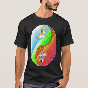 Yin en Yang Eenhoorn Death Metal Rainbow T-shirt