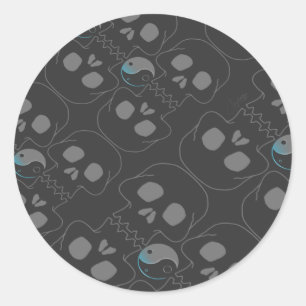 Yin en Yang fluitende Skulls Pattern Ronde Sticker