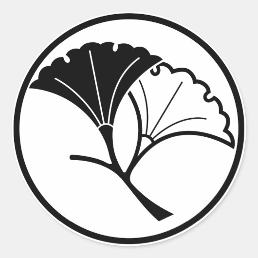 Yin en yang ginkgo bladeren in threadlike ring ronde sticker (Voorkant)