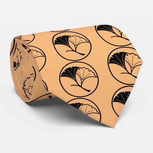 Yin en yang ginkgo bladeren in threadlike ring stropdas (Opgerold)