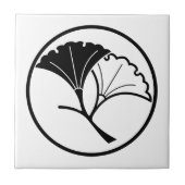 Yin en yang ginkgo bladeren in threadlike ring tegeltje (Voorkant)