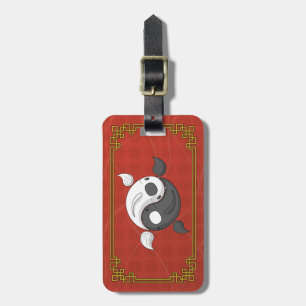 Yin en Yang het Koi Bagagelabel