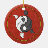 Yin en Yang het Koi-Ornament Keramisch Ornament (Achterkant)