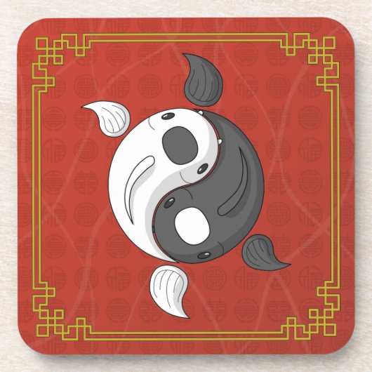 Yin en Yang het Koi-plein Onderzetter (Voorkant)