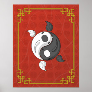 Yin en Yang het Koi Poster